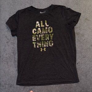 Under Armour Black Tee with Camo Text